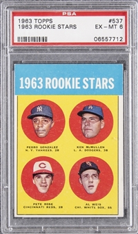 1963 Topps #537 Pete Rose Rookie Card – PSA EX-MT 6